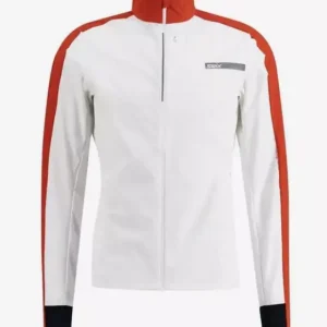 Swix, Roadline Wind Jacket M, Bright White/Fiery Red, Jakke