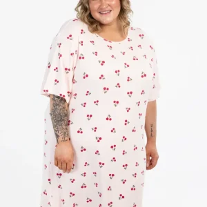 Mona nattkjole - Lys rosa / cherry